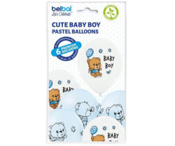 GoDan Set 6 baloane Cute Baby Boy alb albastru 30 cm GD360 Arcade si seturi de baloane (GD360)