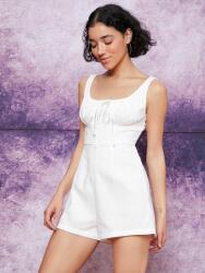 Shein KC14221 Shein Fehér Nyári Overál Fodros Cipzárral (18) M