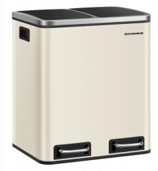 SONGMICS Konyhai szemetes kuka 2 rekeszes 15 L bézs-fekete konyha iroda (LTB30A02)