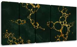 Dovido Tablou 5-piese abstract smarald cu accente aurii - 150x75