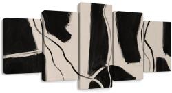 Dovido Tablou 5-piese linii negre abstracte - 200x100