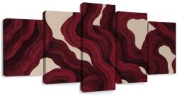 Dovido Tablou 5-piese valuri abstracte bordo - 100x50
