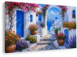 Dovido Tablou uliță grecească cu cupolă albastră - 30x20