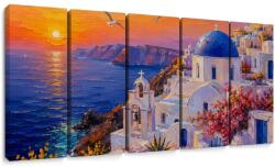 Dovido Tablou 5-piese coasta din Santorini la apus - 200x100