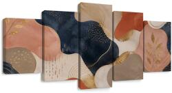 Dovido Tablou 5-piese frunze aurii abstracte - 100x50