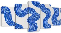 Dovido Tablou 5-piese linii ondulate albastre - 100x50