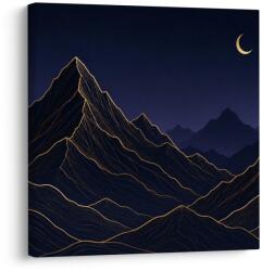 Dovido Tablou linii aurii de munte noaptea - 50x50