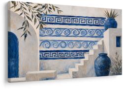 Dovido Tablou scară grecească în eleganță alb-albastră - 120x80