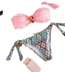 Shein Kötött Bikini Kétrészes Geometrikus Mintával S