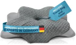 CEDA HOME Perna ortopedica pentru gat, CEDA HOME, spuma cu memorie, husa din fibre de bambus, gri, 40x60x12-14cm