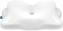 CEDA HOME Perna ortopedica pentru gat CEDA HOME, 2 straturi de spuma cu memorie viscoelastica, Husa din fibre de bambus, Inaltime/fermitate reglabila, alb, 40 x 60 x 12-14 cm