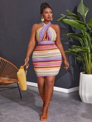 Shein LC52218 Shein Kötött Ruha Mini Nyári Geometrikus Minta (28) 50