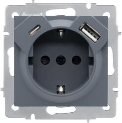 LEZARD Priza cu impamantare USB A si Type C gri grafit (EL0090507)