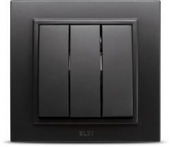 Elbi Intrerupator triplu 10A negru mat Zena (EL0070982)