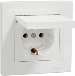 Schneider Electric Priza Schuko cu capac 16A alba Asfora (EL0039421)