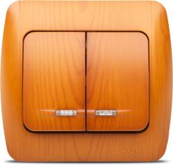 Elbi intrerupator dublu cu led 10a stejar zirve (EL0000261)