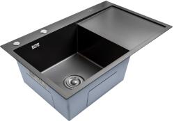 BÖHM HOME Chiuveta bucatarie BÖHM BH7849LBA, inox alimentar SUS304, 780 x 490 x 220 mm, finisaj Negru, picurator dreapta, sifon inclus (18436) Chiuveta