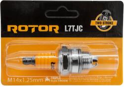 ROTOR Bujie de aprindere pentru motoare in doi timpi ROTOR L7TJC, 3 electrozi, filet M14 × 1, 25 mm, bax 10 bucati (18548)