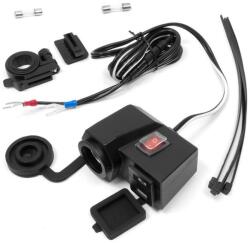 4Ride Adaptor bricheta DC 12-24V, DC 5V/3.1A (Motocicleta, priza suplimentara USB, cu comutator) (ERCL-MUS06)