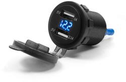 Biketec Priza moto, Biketec, Voltmetru, 2 x USB, Negru (ERCL-MUS010)
