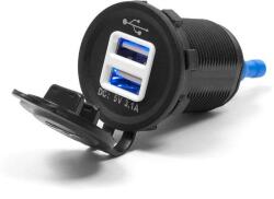 Biketec Priza moto, Biketec, Iluminata, 2 x USB, Negru (ERCL-MUS011)
