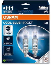 OSRAM Lămpi Autoturismului Cool Blue Boost H1 Halogen 5500K Alb rece 12V 80W 2buc 62150CBB-2HB (62150CBB-2HB)