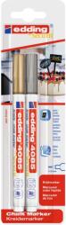 edding Marker Edding 4085, cu creta lichida, varf rotund 1-2 mm, auriu/argintiu 2 bucati/blister (ED408511)