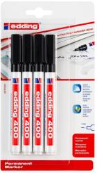 edding Marker permanent Edding 400, varf rotund 1 mm, negru, 4 bucati/blister (ED40041B) - forit