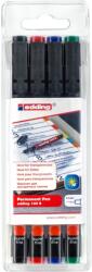 edding Marker permanent edding 140 S, set 4 bucati, corp din plastic, varf rotund, 0.3 mm, culori asortate: negru, rosu, albastru, verde (ED1405)