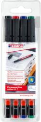 edding Set 4 markere permanente edding 141 F, corp plastic, varf rotund, 0.6 mm, culori asortate: negru, rosu, albastru, verde (ED1414)