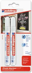 edding Marker Edding 4095 cu creta lichida, varf 2-3 mm, alb, 2 bucati/blister (ED409550) - forit