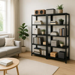 Smart Shelf SDB104 porfestett, fekete színű, nagy teherbírású, 90 kg/polc - SDB104 (max. 450kg) - 180x100x40 (SDB104)