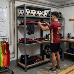 Smart Shelf Fém polc - Porfestett, sötétszürke, nagy teherbírás, 120 kg/polc - SF5 (max. 480kg) - 180x90x43 (SF5)