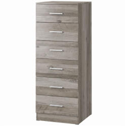HOMCOM Comodă cu 6 Sertare, Modernă, 40x40x110 cm, Gri-Maro | Aosom Romania (83D-325V90LR) Comoda