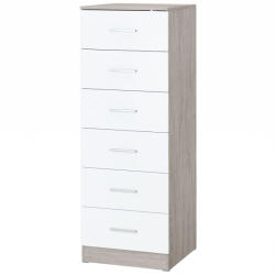 HOMCOM Comodă cu 6 sertare Comodă înaltă pentru dormitor cu sistem anti-răsturnare 40x40x110 cm Gri deschis și Alb | Aosom Romania (83D-325V91WT) Comoda