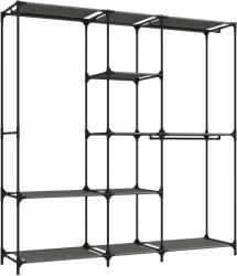 HOMCOM Dulap Textil Compact cu 3 Bare pentru Umerașe, 5 Rafturi și Structură din Oțel, 182 x 43 x 182 Cm, Negru | Aosom Romania (850-386V00BK) Garderoba