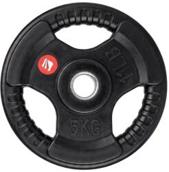 inSPORTline Gumírozott súlytárcsa inSPORTline Graton 5 kg 30 mm, praktikus fogantyúk az oldalain, hosszú élettartam, fokozott védelem a kopás ellen (31256) Súlytárcsa
