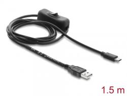 Delock Cablu alimentare USB-A la USB type C cu switch ON/OFF T-T 1.5m, Delock 81659 (81659)
