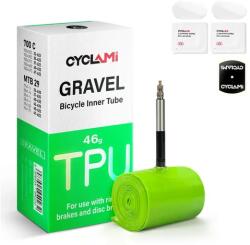 Cyclami 622 x 32/47 gravel TPU belső gumi, FV65 (65 mm hosszú presta szeleppel), 46g, zöld