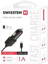 SWISSTEN CL 1A autós töltő MicroUSB kábellel Fekete