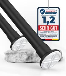 Meisenberg Fúrás Nélküli Teleszkópos Függönyrúd 210-260 cm, Ø32 mm, Matt Fekete - Klemm Rúd Függönyhöz, Zuhanyfüggönyhöz, Erkélyre