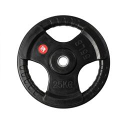 inSPORTline Gumírozott súlytárcsa inSPORTline Graton 25 kg 30 mm, praktikus fogantyúk az oldalain, hosszú élettartam, fokozott védelem a kopás ellen Súlytárcsa