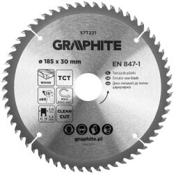 GRAPHITE lamă de ferăstrău, ferăstrău lat, 185 x 30 mm, 60 de dinți (57T221)