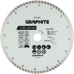 GRAPHITE disc de tăiere cu diamant turbo, 230 x 22, 22 mm, pentru tăiere uscată și umedă (57T321) Disc de taiere