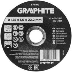GRAPHITE disc de tăiere pentru metal, oxid de aluminiu 125x1x22, 2 INOX 41 A60-T-BF (57T102) Disc de taiere