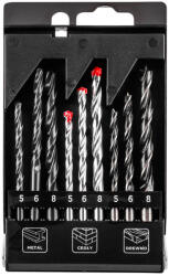 GRAPHITE set de burghie pentru metal, lemn, cărămidă: 5, 6, 8 mm, 9 buc (54T431) Burghiu
