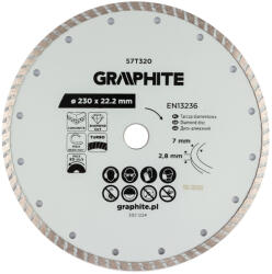 GRAPHITE disc de tăiere cu diamant turbo, 230 x 22, 22 mm, tăiere uscată (57T320) Disc de taiere