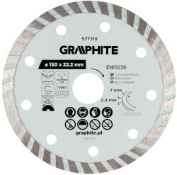 GRAPHITE disc de tăiere cu diamant turbo, 150 x 22, 22 mm, tăiere uscată (57T319) Disc de taiere