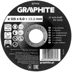 GRAPHITE disc de șlefuit pentru metal, oxid de aluminiu 125x6x22, 2 27 A24-R-BF (57T114) Disc de taiere