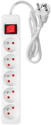 NEO TOOLS prelungitor cu priză multiplă 1, 5 m, 3x1, 5 mm2, 5 prize, alb, ON/OFF (90177)
